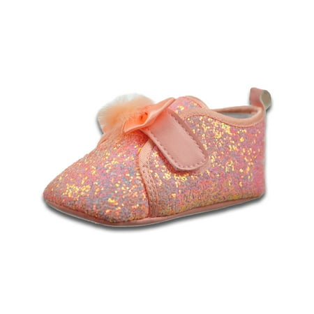 Adrienne Vittadini Girls Glitter Booties - blush 3 - 6 months (Newborn)