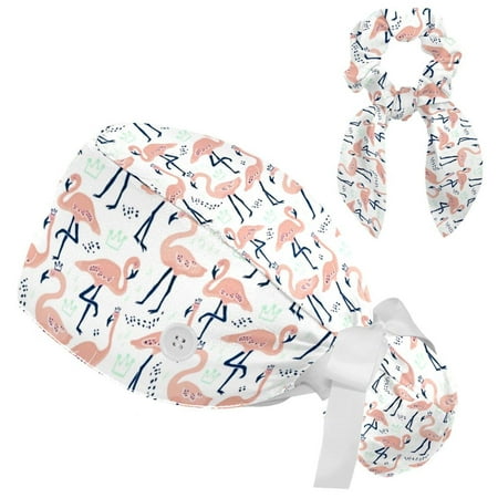 Working Cap with Buttons and Sweatband Scrub Hat Bouffant Caps with Scrunchie Flamingo Tie Back Hats
Working Cap with Buttons and Sweatband Scrub Hat Bouffant Caps with Scrunchie Flamingo Tie Back Hats