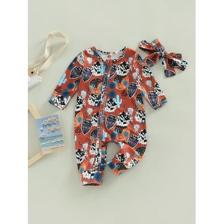 Western Baby Girl Boy Clothes Zip Jumpsuit Cow Print Romper Onesie with Headband Fall Winter Outfit
Western Baby Girl Boy Clothes Zip Jumpsuit Cow Print Romper Onesie with Headband Fall Winter Outfit