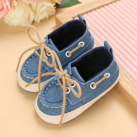 Baby Boys Casual Canvas Loafers Lightweight Lace-up Shoes For Spring
