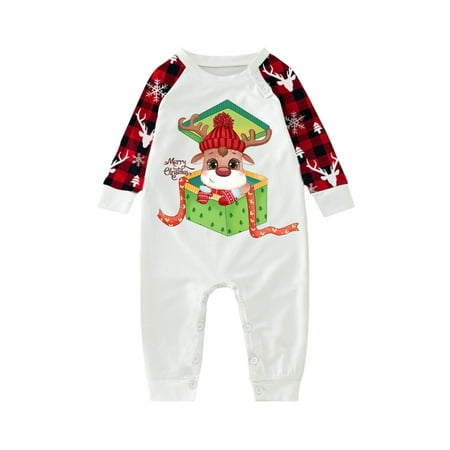 Family Matching Christmas Pajamas Long Sleeve Cute Cartoon Deer Gift Box Print Tops + Plaid Pants Set/ Baby Jumpsuit Sleepwear
Family Matching Christmas Pajamas Long Sleeve Cute Cartoon Deer Gift Box Print Tops + Plaid Pants Set/ Baby Jumpsuit Sleepwear
