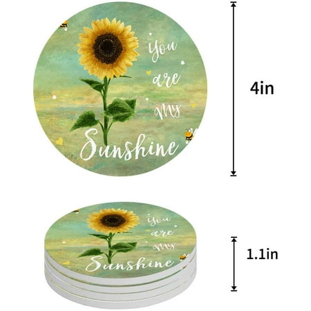 ZHANZZK Sunflowers You Are My Sunshine Set of 6 Round Coaster for Drinks Absorbent Ceramic Stone Coasters Cup Mat with Cork Base for Home Kitchen Room Coffee Table Bar Decor
ZHANZZK Sunflowers You Are My Sunshine Set of 6 Round Coaster for Drinks Absorbent Ceramic Stone Coasters Cup Mat with Cork Base for Home Kitchen Room Coffee Table Bar Decor
