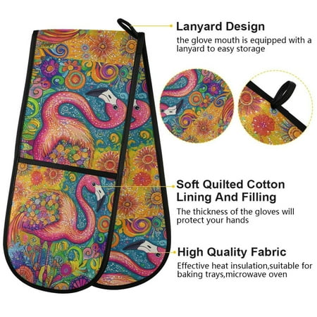 BZSMCE Oven Mitts Flamingo Festivity Creative Pattern Resistant Kitchen Gloves 
BZSMCE Oven Mitts Flamingo Festivity Creative Pattern Resistant Kitchen Gloves