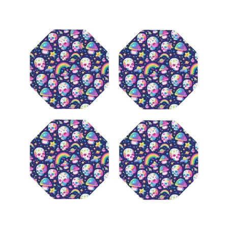 Junzan Skull mushroom rainbow space Print Coasters for Drinks - Leather Coasters Set of 4 for Coffee Table for Housewarming/Kitchen/Bar/Decor-Octagon
Junzan Skull mushroom rainbow space Print Coasters for Drinks - Leather Coasters Set of 4 for Coffee Table for Housewarming/Kitchen/Bar/Decor-Octagon