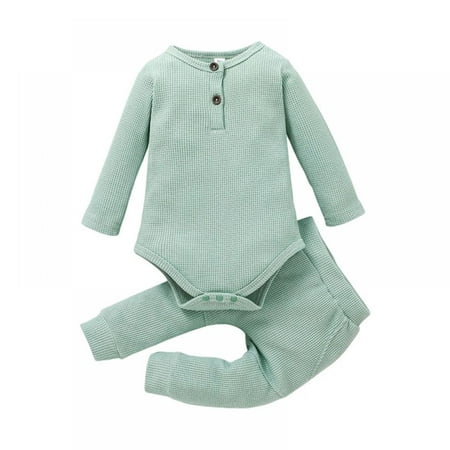Newborn Unisex Baby Solid Color One-Piece Basic Plain Ribbed Long-Sleeved One-Piece + Trousers Autumn And Winter Suit 3-24M
Newborn Unisex Baby Solid Color One-Piece Basic Plain Ribbed Long-Sleeved One-Piece + Trousers Autumn And Winter Suit 3-24M