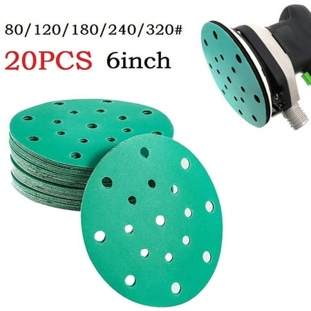 6 inch 17 hole sandpaper round flocking 80-320grit abrasive for Festool sander