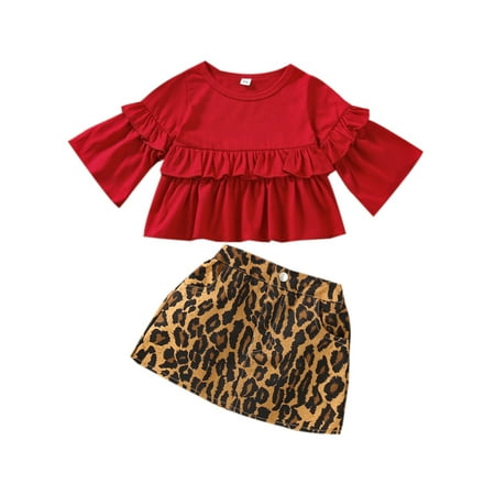 Canrulo Infant Kids Baby Girls Solid Color Trumpet Sleeve T-shirt Leopard Short Skirt Red 6-12 Months
Canrulo Infant Kids Baby Girls Solid Color Trumpet Sleeve T-shirt Leopard Short Skirt Red 6-12 Months