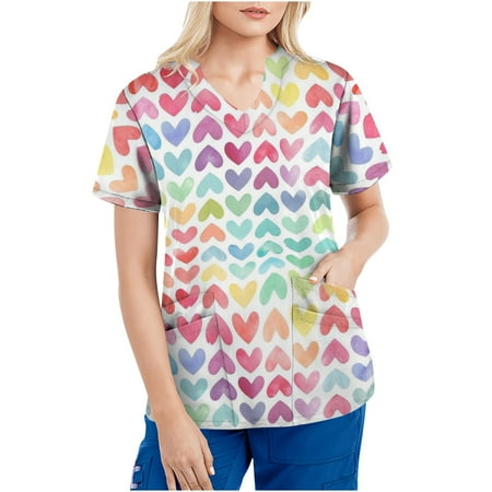 YYDGH Scrub Tops for Women Summer Short Sleeve Casual V Neck Cute Print Nurse Working Uniform Blouse Scrub Shirt Multicolor S
YYDGH Scrub Tops for Women Summer Short Sleeve Casual V Neck Cute Print Nurse Working Uniform Blouse Scrub Shirt Multicolor S