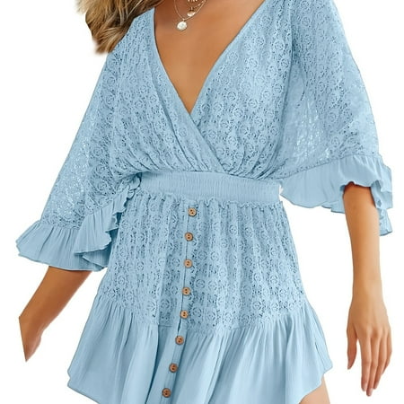 Stylish Solid V Neck Ruffle Sleeves Jumpsuit Casual Backless Short Romper Jumpsuit Suit For Spring & Summer Women‘s Clothing
Stylish Solid V Neck Ruffle Sleeves Jumpsuit Casual Backless Short Romper Jumpsuit Suit For Spring & Summer Women‘s Clothing