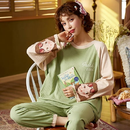 PIKADINGNIS New Long Sleeve Cotton Pajamas Set Young Style Women Sleepwear Spring Lady Nightwear Casual Home Cloth Soft Comfortable Pyjamas
PIKADINGNIS New Long Sleeve Cotton Pajamas Set Young Style Women Sleepwear Spring Lady Nightwear Casual Home Cloth Soft Comfortable Pyjamas