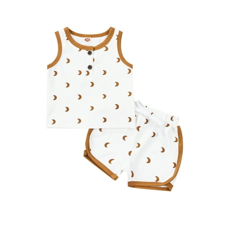 Suanret Newborn Kids Baby Girls Boys Moon Print Clothes Sets Sleeveless Tank Tops + Shorts with Drawstring White 0-3 Months
Suanret Newborn Kids Baby Girls Boys Moon Print Clothes Sets Sleeveless Tank Tops + Shorts with Drawstring White 0-3 Months