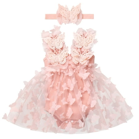 IDOPIP Newborn Baby Girl 1st Birthday Outfit Butterfly Lace Tulle Romper Dress with Headband
IDOPIP Newborn Baby Girl 1st Birthday Outfit Butterfly Lace Tulle Romper Dress with Headband