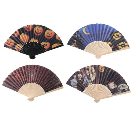 4pcs Paper Fan Hallowee Folding Fan Unique Adornment Fan Party Supplies