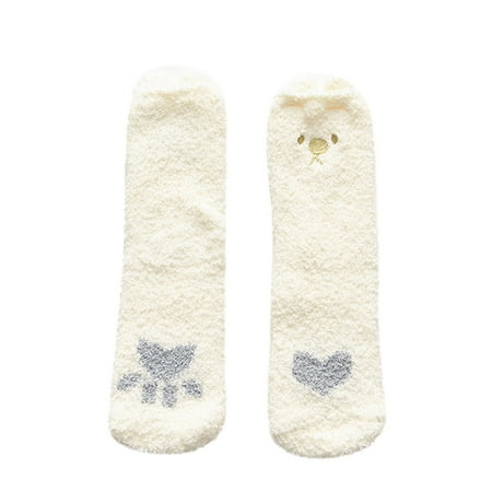 Women Winter Printing Thickened Coral Socks Nonslip Floor Socks Stockings