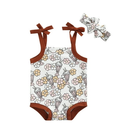 Calsunbaby Infants Baby Girl Romper Newborn Ice Cream Flower/Rainbow Letter Print Sleeveless Design Jumpsuit Bandana 2PCS Set
Calsunbaby Infants Baby Girl Romper Newborn Ice Cream Flower/Rainbow Letter Print Sleeveless Design Jumpsuit Bandana 2PCS Set