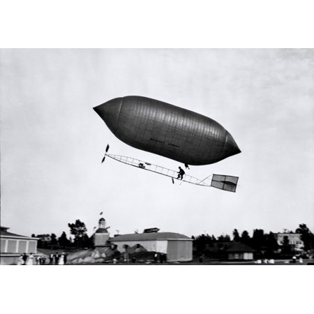 1900s-1910s Lincoln Beachey Airship Appearance Is Cross Between Hot Air Balloon And Blimp Stretched Canvas - Vintage Images ()