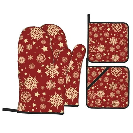 ZNDUO Oven Mitts and Pot Holders Sets Red Christmas Snowflake Pattern Non-Slip Cooking Oven Gloves
ZNDUO Oven Mitts and Pot Holders Sets Red Christmas Snowflake Pattern Non-Slip Cooking Oven Gloves
