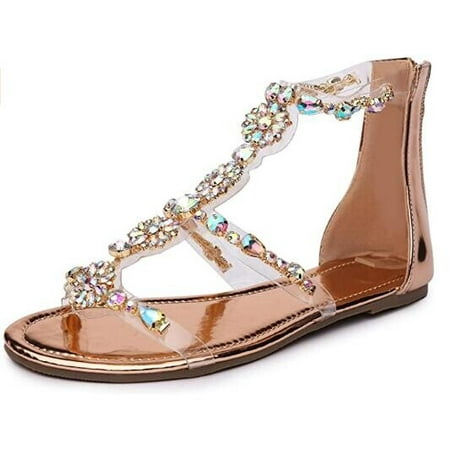 Women s Flower Gladiator Sandals Rhinestone Flat Sandals Thong Back Zip Sandals Size 8.5
Women s Flower Gladiator Sandals Rhinestone Flat Sandals Thong Back Zip Sandals Size 8.5
