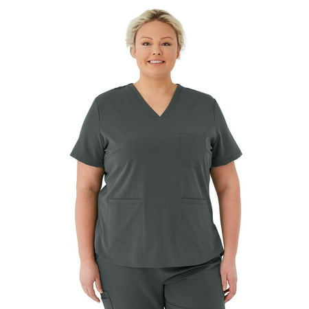 ave. Lex Women s Three Pocket V-Neck Tunic Scrub Top in Charcoal 4XL