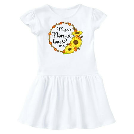 Inktastic My Nonna Loves Me with Sunflower Wreath Gift Toddler Girl Dress