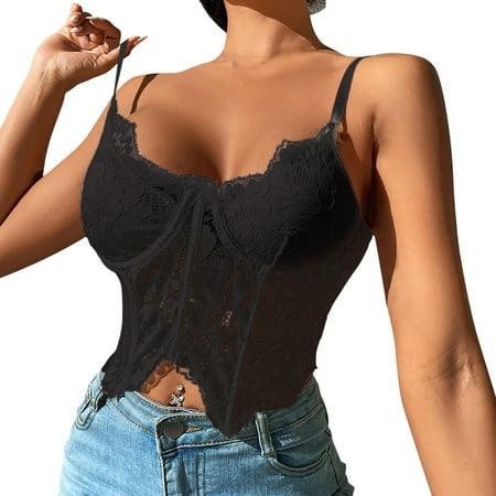 B91xZ Spring Tops For Women Women s Punk Goth Floral Lace Bustier Corset Party Bralet Crop Top Black S
B91xZ Spring Tops For Women Women s Punk Goth Floral Lace Bustier Corset Party Bralet Crop Top Black S