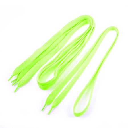 Unisex Sports Shoes Plastic Tips Shoe Laces Green Yellow 2 Pairs