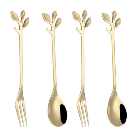 4Pcs Stainless Steel Tea Spoons and Tasting Appetizer Cake Forks Kitchen Accessory Wedding Party (Golden)
4Pcs Stainless Steel Tea Spoons and Tasting Appetizer Cake Forks Kitchen Accessory Wedding Party (Golden)