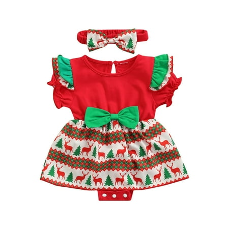 BrilliantMe Infant Girls Christmas Romper with Headband Baby Girls Christmas Tree Elk Ruffle Short Sleeve Dress Red 12-18 Months
BrilliantMe Infant Girls Christmas Romper with Headband Baby Girls Christmas Tree Elk Ruffle Short Sleeve Dress Red 12-18 Months