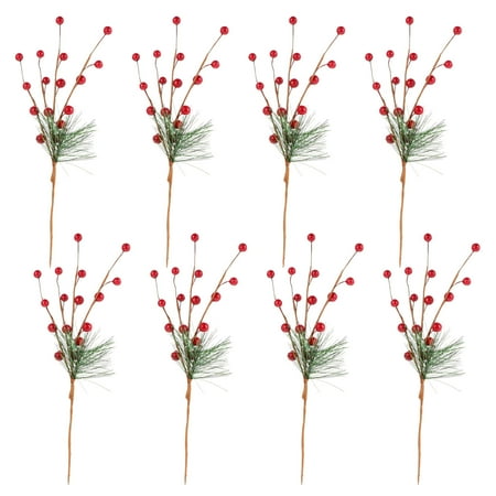 8pcs Christmas Artificial Holly Berries Fake Red Berry Bunches for Home Decor