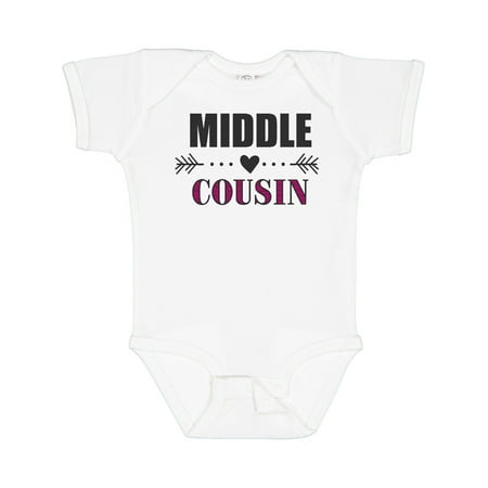 Inktastic Middle Cousin with Heart Arrow Gift Baby Girl Bodysuit
