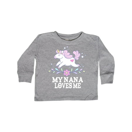 Inktastic My Nana Loves Me Unicorn Gift Toddler Toddler Girl Long Sleeve T-Shirt