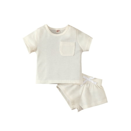 Canrulo 2Pcs Toddler Boy Girl Summer Clothes Set Soft Solid Color Waffle Round Neck T-Shirts Shorts Set White 2-3 Years
Canrulo 2Pcs Toddler Boy Girl Summer Clothes Set Soft Solid Color Waffle Round Neck T-Shirts Shorts Set White 2-3 Years