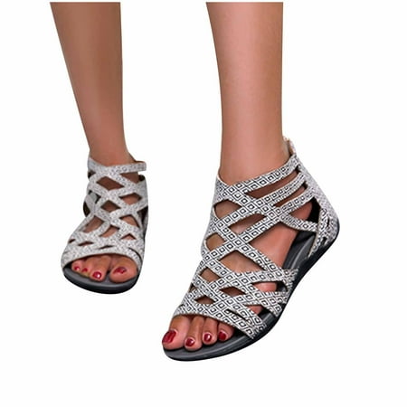 2022 Women Sandals Open Toe Strappy Flat Sandals Wedge Heel Strap Zipper Roman Sandals Comfy Summer Beach Sandals
2022 Women Sandals Open Toe Strappy Flat Sandals Wedge Heel Strap Zipper Roman Sandals Comfy Summer Beach Sandals