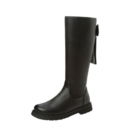 Ladies Fashion Solid Color Leather Bow Tassel Decorated Side Zippered Flat Long Boots
Ladies Fashion Solid Color Leather Bow Tassel Decorated Side Zippered Flat Long Boots