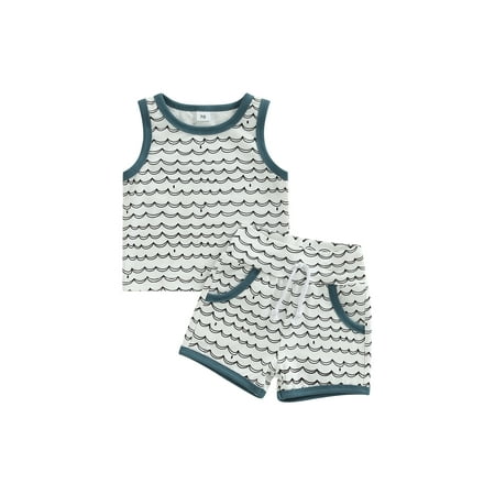 AmShibel Newborn Baby Boys Summer Outfit Wavy Stripe Sleeveless Tank Top Pockets Shorts Set 2Pcs Casual Clothes Set
AmShibel Newborn Baby Boys Summer Outfit Wavy Stripe Sleeveless Tank Top Pockets Shorts Set 2Pcs Casual Clothes Set