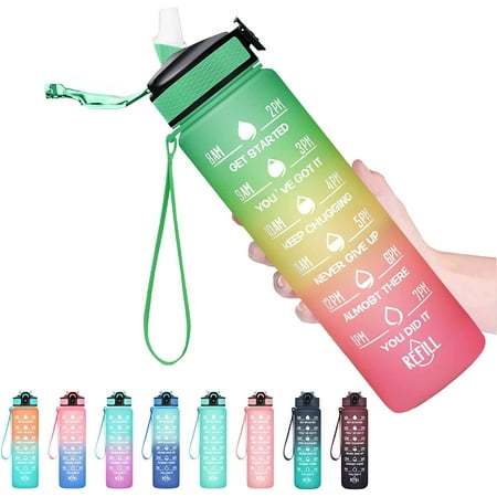 32 oz Water Bottles with Times to Drink and Straw Motivational Water Bottle with Time Marker Leakproof & BPA Free Drinking Sports Water Bottle for Fitness Gym & Outdoor - 2 Pack
32 oz Water Bottles with Times to Drink and Straw Motivational Water Bottle with Time Marker Leakproof & BPA Free Drinking Sports Water Bottle for Fitness Gym & Outdoor - 2 Pack