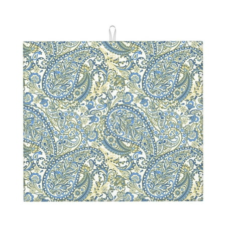 Dish Drying Mats for Kitchen Counter - Blue Green Paisley 16x18In Anti-Slip Absorbent Microfiber Drying Mat for Kitchen Counter Mat Dish Rack Mat with Hanging Loop
Dish Drying Mats for Kitchen Counter - Blue Green Paisley 16x18In Anti-Slip Absorbent Microfiber Drying Mat for Kitchen Counter Mat Dish Rack Mat with Hanging Loop