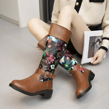 VEKDONE Boots Deals Vintage Western Embroidery Mixed Color Leather Shoes Woman Long Tall Wide Mid Calf Boots Pointed Toe Boots Thick Heels Platform Long Boots
VEKDONE Boots Deals Vintage Western Embroidery Mixed Color Leather Shoes Woman Long Tall Wide Mid Calf Boots Pointed Toe Boots Thick Heels Platform Long Boots
