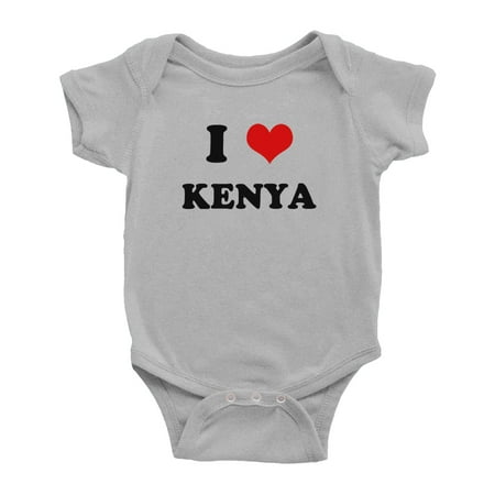I Heart Kenya Love Kenya Funny Cute Baby Rompers Baby Clothes (Gray 6-12 Months)