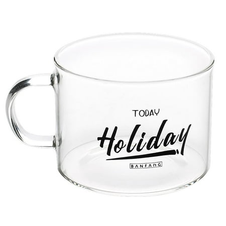 Glass Cup Smooth High Temperature Resistant Letter Water Cup Exquisite Cold Drink Cup Large Capacity Extra Cold Drink Cup with Handle for Home Hotel Indoor