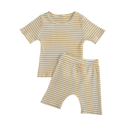 TheFound Unisex Baby Boy Girl Short Sleeve Striped T-Shirt with Elasctic Shorts Summer Outfits
TheFound Unisex Baby Boy Girl Short Sleeve Striped T-Shirt with Elasctic Shorts Summer Outfits