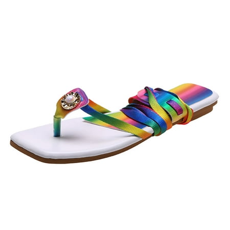 Sandals for Women Flat Sandals Square Toe Beach Sandals Fairy Fashion Color Strap Flat Sandals Female Foreign Trade Beach Sandals White
Sandals for Women Flat Sandals Square Toe Beach Sandals Fairy Fashion Color Strap Flat Sandals Female Foreign Trade Beach Sandals White