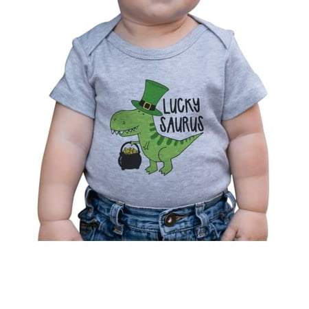 7 ate 9 Apparel Kid s St. Patrick s Day Shirts - Luckysaurus Lucky Dino Grey Onepiece 12-18 Months
7 ate 9 Apparel Kid s St. Patrick s Day Shirts - Luckysaurus Lucky Dino Grey Onepiece 12-18 Months