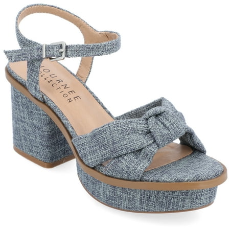 Journee Collection Womens Garner Knit Inset Platform Block Heel Sandals