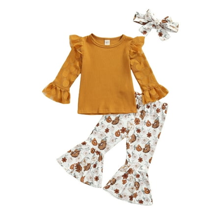 Sunisery 3Pcs Toddler Baby Girl Autumn Clothes Long Sleeves T-Shirt Flower Print Flared Pants Headband Sets Ginger 18-24 Months
Sunisery 3Pcs Toddler Baby Girl Autumn Clothes Long Sleeves T-Shirt Flower Print Flared Pants Headband Sets Ginger 18-24 Months