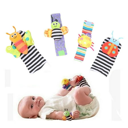 KUNPENG Baby Socks Toys Wrist Rattles and Foot Finders Multicolor 4 pack Multicolor