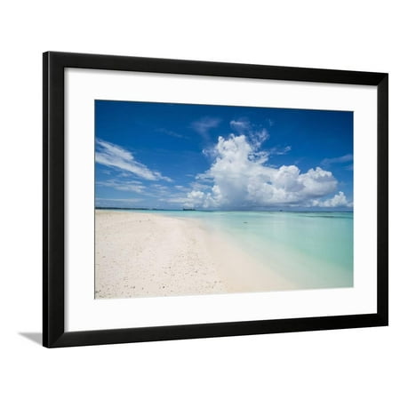 White sand and turquoise water in the beautiful lagoon of Funafuti, Tuvalu, South Pacific Framed Print Wall Art By Michael Runkel