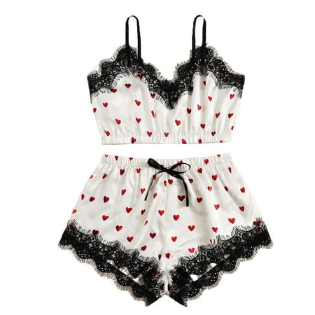 wendunide Women V-Neck Heart Print Lace Satin Camisole Pajamas Bowknot Shorts Lingerie Set Pink XL
wendunide Women V-Neck Heart Print Lace Satin Camisole Pajamas Bowknot Shorts Lingerie Set Pink XL