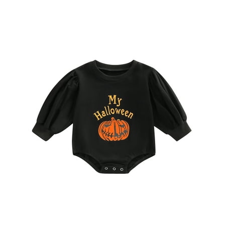 Diconna Baby Halloween Romper Long Puff Sleeve Round Neck Pumpkin Letter Print Bodysuit Jumpsuit Black 18-24 Months
Diconna Baby Halloween Romper Long Puff Sleeve Round Neck Pumpkin Letter Print Bodysuit Jumpsuit Black 18-24 Months