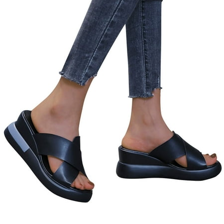 Cathalem And Leather Women Sandals Slope Fashion Beach Surface Slippers Color Heel Solid Women s Womens Slippers Wide Width Black 7.5
Cathalem And Leather Women Sandals Slope Fashion Beach Surface Slippers Color Heel Solid Women s Womens Slippers Wide Width Black 7.5